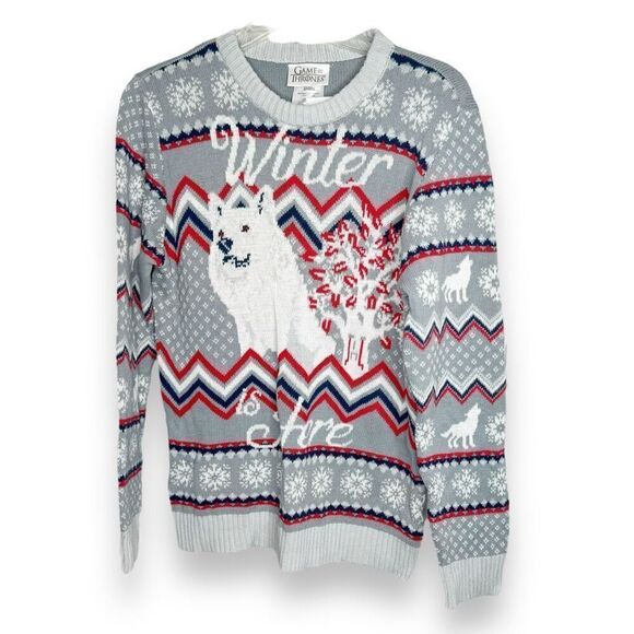 HBO Game Of Thrones Winter Is Here Direwolf House Stark Sweater Women’s Size XL - Picture 1 of 6